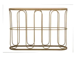 Consola de metal estilo boho chic con superficie de ratán Samui