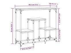 Consola de roble ahumado 89,5x28x76 cm madera de ingeniería