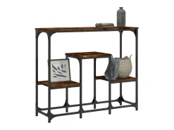 Consola de roble ahumado 89,5x28x76 cm madera de ingeniería