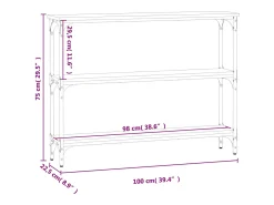 Consola de roble ahumado 100x22,5x75 cm madera de ingeniería