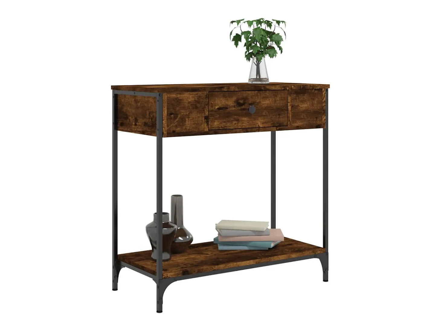 Consola de roble ahumado 75x34,5x75 cm madera de ingeniería