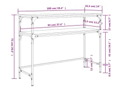 Consola de roble ahumado 100x35,5x75 cm madera de ingeniería