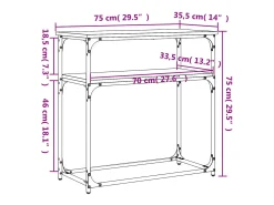 Consola de roble ahumado 75x35,5x75 cm madera de ingeniería