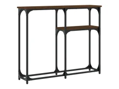 Consola de roble marrón 90x22,5x75 cm madera de ingeniería