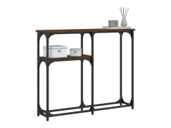 Consola de roble marrón 90x22,5x75 cm madera de ingeniería