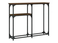 Consola de roble marrón 90x22,5x75 cm madera de ingeniería
