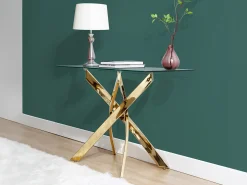 Consola en cristal templado y metal dorado - Transparente - COSIMA