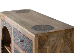 Consola en madera de mango natural y multicolor Multicolor.Giner y Colomer 79x35x88
