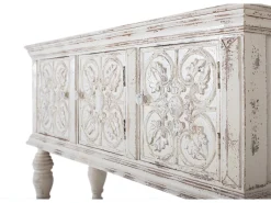 Consola en madera de mango blanco decapé