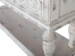 Consola en madera de mango blanco decapé