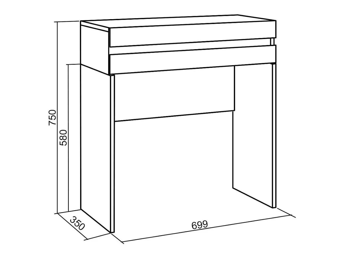 Consola entrada, 70x35x75cm, Recibidor, Con almacenamiento, Blanco