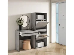 Consola entrada, 130x35x145cm, Recibidor, Zapatero, Cemento