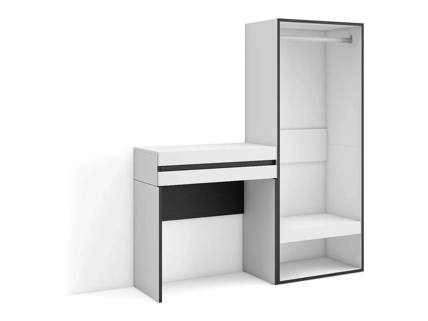 Consola entrada, 130x35x145cm, Recibidor, Vestidor abierto, Blanco