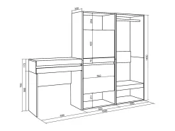 Consola entrada, 190x35x145cm, Recibidor, Zapatero, Vestidor abierto, Roble