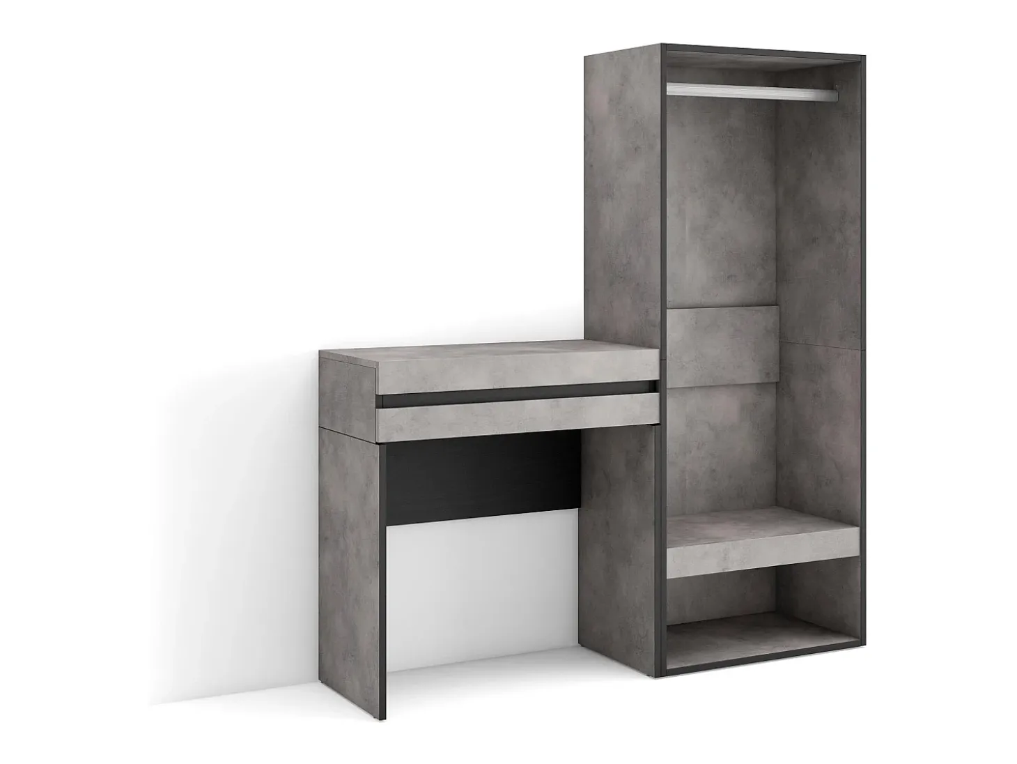 Consola entrada, 130x35x145cm, Recibidor, Vestidor abierto, Cemento
