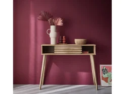 Consola escandinava efecto madera y puerta corredera, 100cm natural