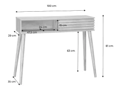 Consola escandinava efecto madera y puerta corredera, 100cm nogal