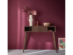 Consola escandinava efecto madera y puerta corredera, 100cm nogal