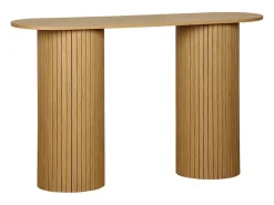 Consola escandinava ovalada efecto madera acanalada, 120cm natural