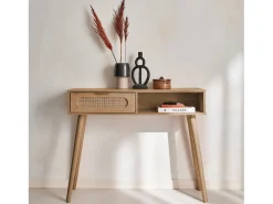 Consola estilo escandinavo con efecto madera, 100cm natural