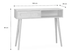 Consola estilo escandinavo con efecto madera, 100cm natural