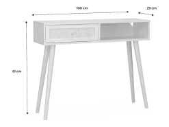 Consola estilo escandinavo de caña, 100cm natural