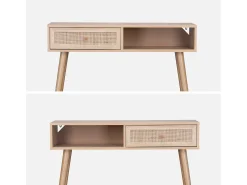 Consola estilo escandinavo de caña, 100cm natural