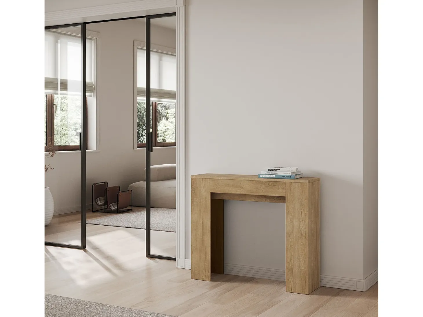 Consola extensible 90x25/181 cm Slick roble natural