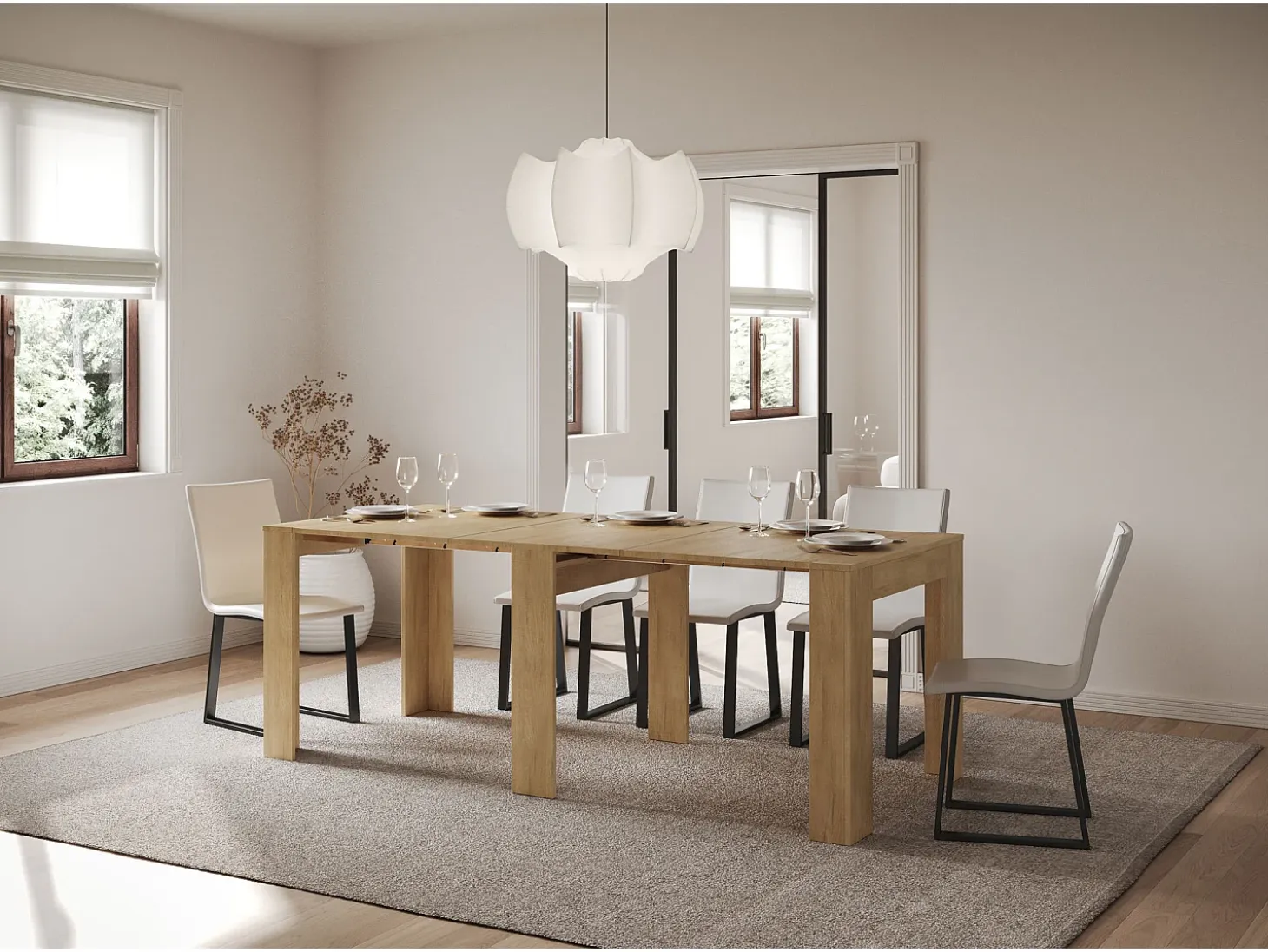 Consola extensible 90x25/181 cm Slick roble natural