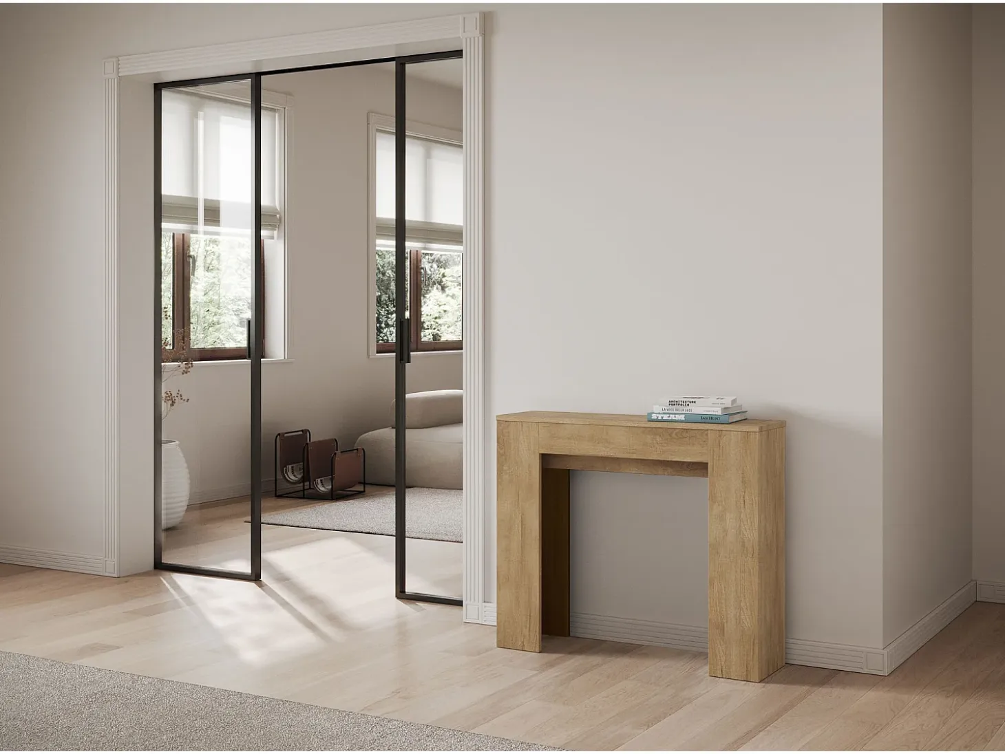 Consola extensible 90x25/181 cm Slick roble natural