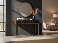 Consola fabricada en madera de mango y estructura de hierro