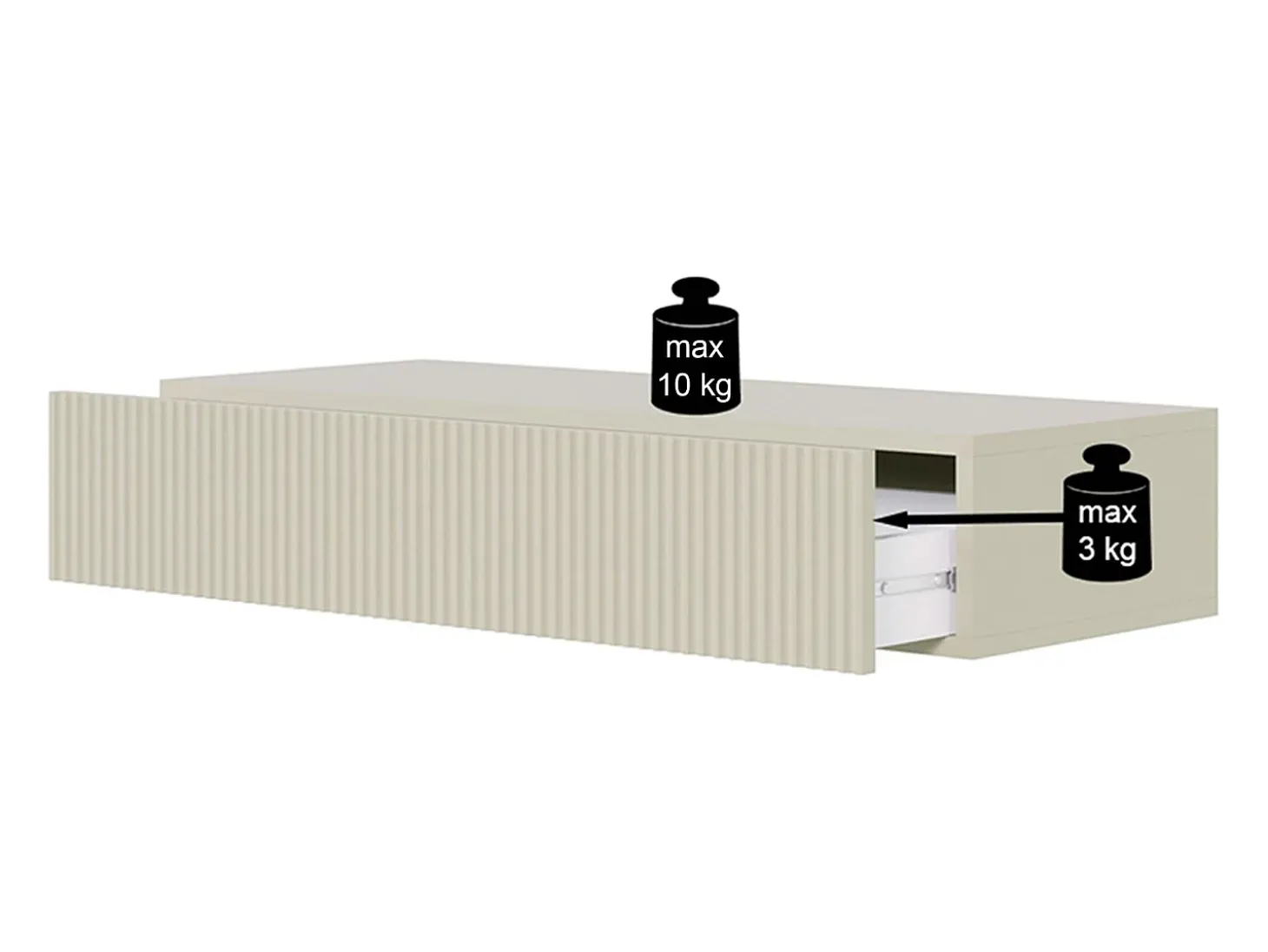 Consola flotante con cajón - Gris beige - 90 cm - VELDIO
