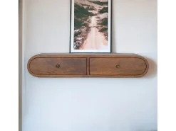 Consola flotante London de castaño Artisan Furniture, 2 cajones, marrón caramelo