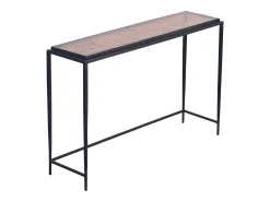 Consola grande en vidrio ahumado y metal negro L110 cm - IGLOO