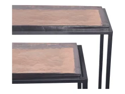 Consola grande en vidrio ahumado y metal negro L110 cm - IGLOO
