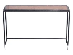 Consola grande en vidrio ahumado y metal negro L110 cm - IGLOO