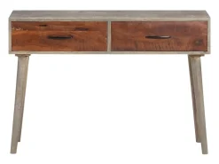 Consola gris 110x35x75 cm Madera maciza de mango en bruto