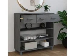 Consola HAMAR Gris Oscuro 90x35x90 cm Madera Maciza de Pino