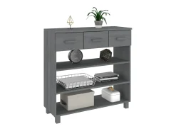 Consola HAMAR Gris Oscuro 90x35x90 cm Madera Maciza de Pino
