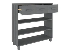 Consola HAMAR Gris Oscuro 90x35x90 cm Madera Maciza de Pino