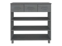 Consola HAMAR Gris Oscuro 90x35x90 cm Madera Maciza de Pino