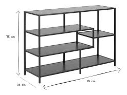 Consola industrial metal negro y madera negra L114 cm TRESCA