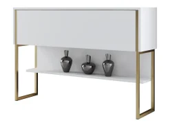 Consola Kailua Z120, Blanco|Dorado, 80x120x30cm, Con puertas