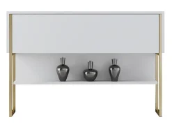 Consola Kailua Z120, Blanco|Dorado, 80x120x30cm, Con puertas