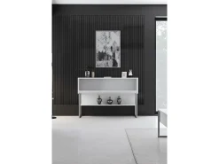 Consola Kailua Z120, Blanco|Plata, 80x120x30cm, Con puertas