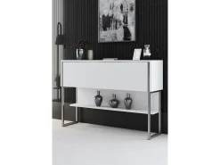 Consola Kailua Z120, Blanco|Plata, 80x120x30cm, Con puertas