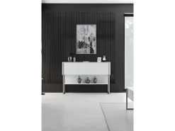 Consola Kailua Z120, Blanco|Plata, 80x120x30cm, Con puertas
