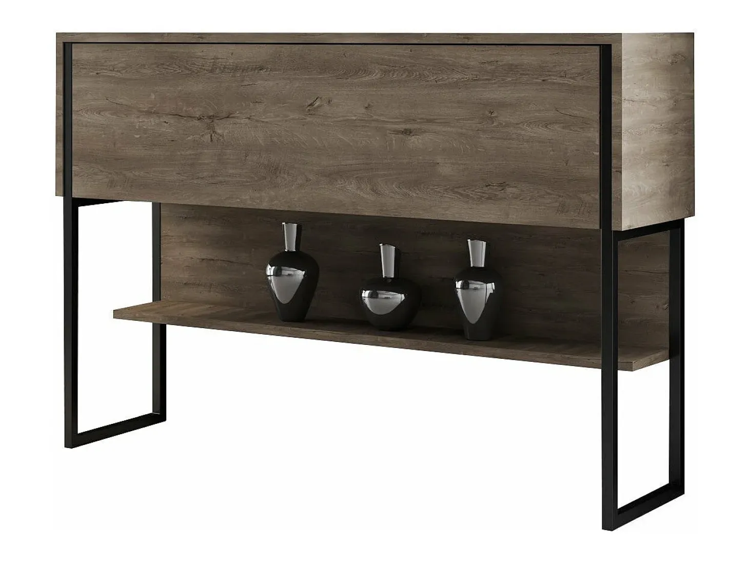 Consola Kailua Z120, Negro|Nogal, 80x120x30cm, Con puertas