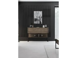 Consola Kailua Z120, Negro|Nogal, 80x120x30cm, Con puertas