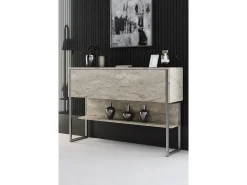 Consola Kailua Z120, Plata|De color marrón claro, 80x120x30cm, Con puertas